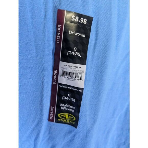 Athletic Works Blue Tri-Blend Active T-Shirt with Long Sleeves Men's Size Small - Picture 3 of 5